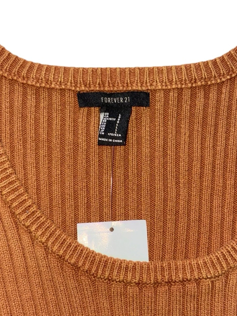 Forever 21 Ribbed Scoop Neck Long Sleeve Sweater Dress - Rust Brown